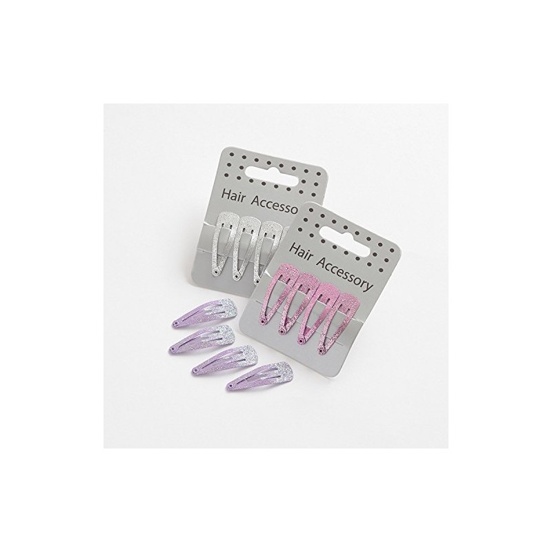 Set of 4 Small Glitter Snap Clips ~ 3 Colours