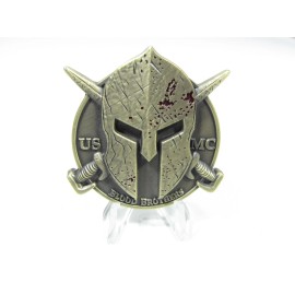 USMC Marine Corps Spartan Helmet Blood Brother Semper Fidelis Challenge Coin 2G4