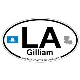 US Decal, Inc. Gilliam, Louisiana Oval Sticker with State Flag