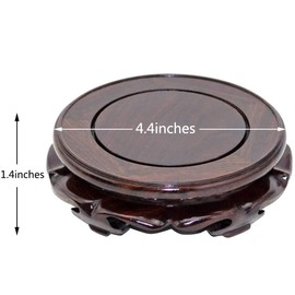EIGXIANHAI Oriental Furniture Wooden Display Stand Base Lotus Pedestal Vase Base Table Lamp Teapot Base Black Catalpa Furniture Stable Home Decoration Size6 (4.37x1.38in)