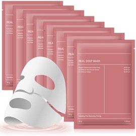 Mascarillas Faciales，Collagen Mask,Mascarilla de biocolágeno， Hidratación Duradera,Reduce los poros, Mejora la elasticidad. (8PCS)
