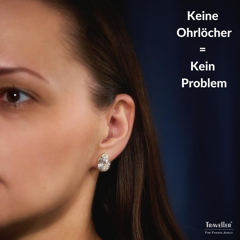 Traveller Clip-On Earrings - Drop - Crystals - Gold-Plated or
