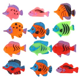 Molain Tropical Fish Toy, Pack of 12 Mini Tropical Fish Party Favours, Plastic Fish Toy for Boys Girls Children