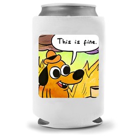 Cool Coast Products - This Is Fine Dog Coffee Fire Coolie | Funny Novelty Can Cooler Hugger Coolie Huggie | Beer Beverage Holder | Beer Under $10 Gifts | Quality Neoprene No Fade Can Cooler (1)