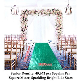 DUOBAO Aisle Runners for Weddings 2FTx15FT Green Sequin Aisle Runner Wedding Ceremony Decorations Outdoor Carpets Ceremony Decorations Runner Rug for Hallway Floor Runner for Party