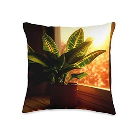 Dieffenbachia Art Decor Dieffenbachia Houseplant Lovers Plant Art Window Design Throw Pillow, 16x16, Multicolor