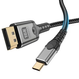 MaxRenard USB-C to DisplayPort 2.1 Cable 16K@30Hz/8K@120Hz/4K@240Hz Gaming-Grade, Thunderbolt 4/3 Compatible 40Gbps High-Speed, for MacBook M4/Dell XPS/Surface Pro & Gaming Monitors (3.3Feet)