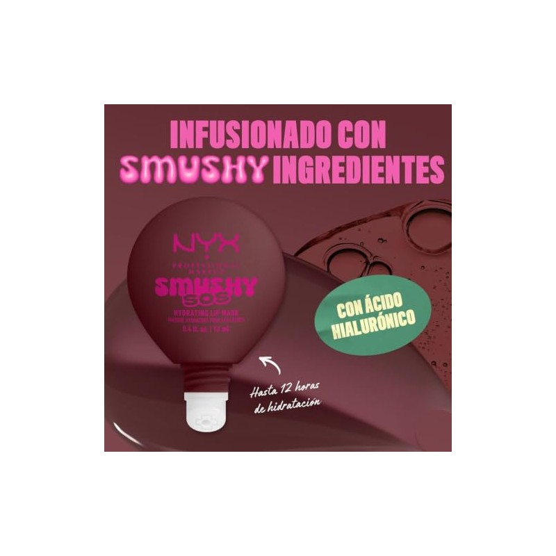 NYX Professional Makeup, Smushy SOS, Mascarilla Hidratante para Labios, Tono