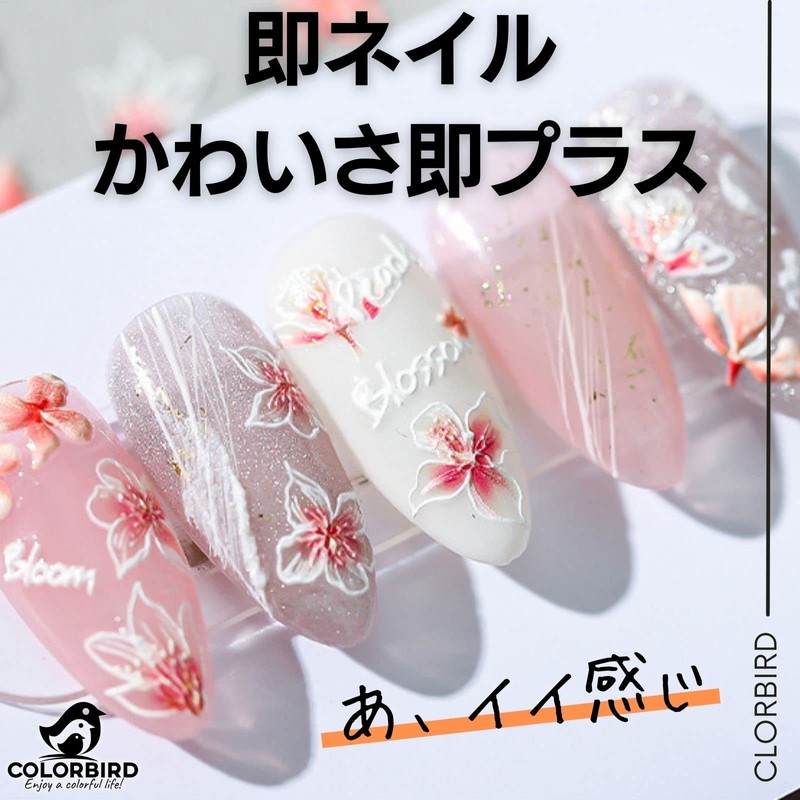 COLORBIRD Nail Seal, Plump Flower, Nail Parts, Flower, Floral Pattern,