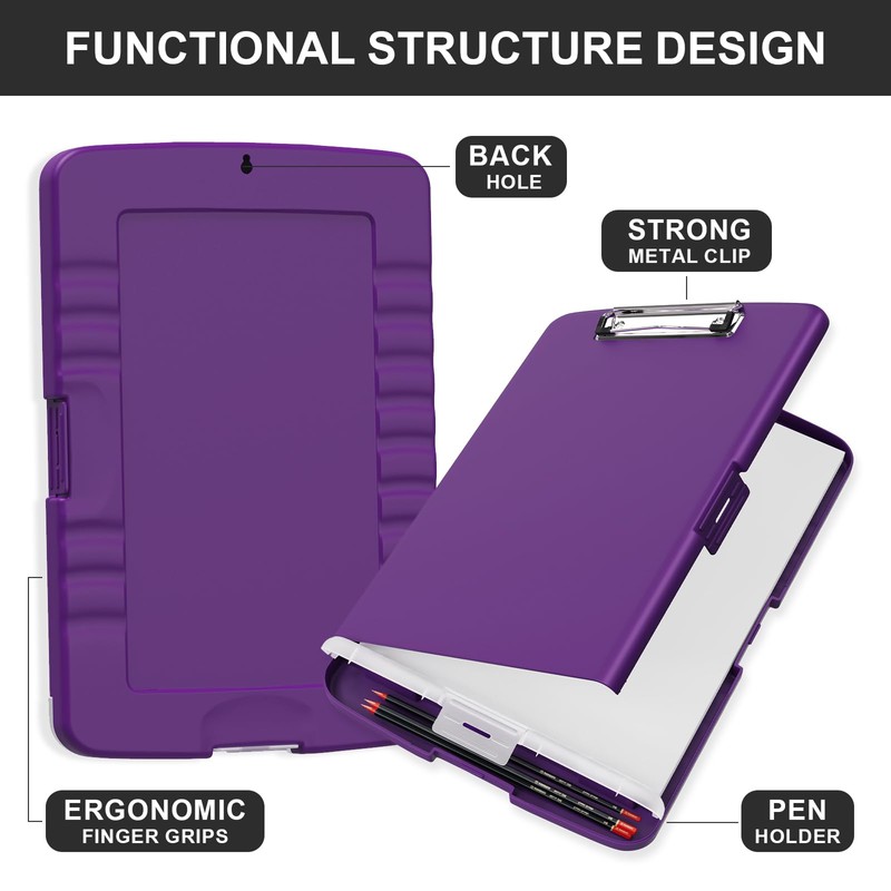 Plastic Clipboard with Storage, 8.5 x 11 Storage Organization Box