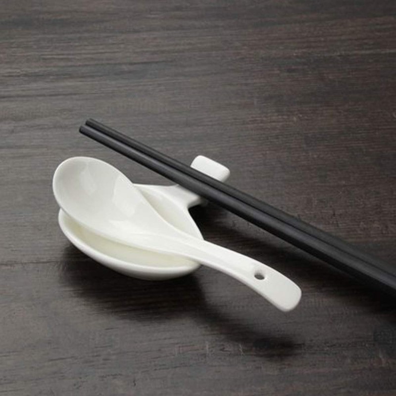 Woonsoon 5 Pcs Ceramic Chopsticks Holder，Chinese Porcelain Chopstick Rest Spoon
