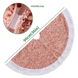 Christmas Tree Skirt, Pink Sparkly with Faux Fur Plush Christmas Decorations Tree Base Mat Thick Velvet Rugs for Xmas Party Home Decor (Pink)