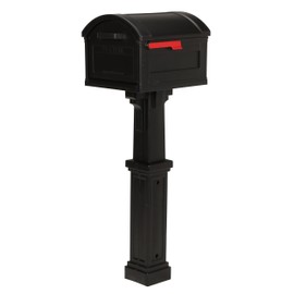 ARCHITECTURAL MAILBOXES Grand Haven Plastic, Mailbox and Post Kit, Black Extra Large