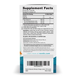 Nordic Naturals Ultimate Omega Jr., Strawberry - 120 Mini Soft Gels - 680 Total Omega-3s with EPA & DHA - Brain Health, Mood, Learning - Non-GMO - 60 Servings