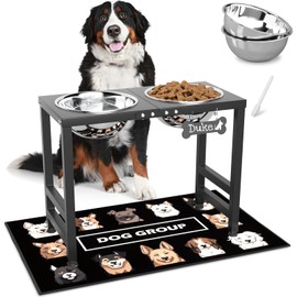 ADENGL ADENGL Elevated Dog Bowls for Large Extral Large Breed, Raised Bowl Stand with 2 Stainless Steel Bowls (101oz) and Spill-Proof Mat, 17" Tall Dog Feeder for Extra Large Breeds