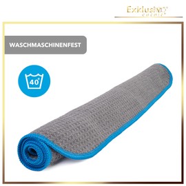 Exklusiv Chemie® 2 x Waffle Cloth Q5 320 GSM + Hand Polishing Sponge - 50 x 40 cm | Streak-Free Screen Cleaning | Microfibre Cloth Glass | Absorbent & Lint-Free