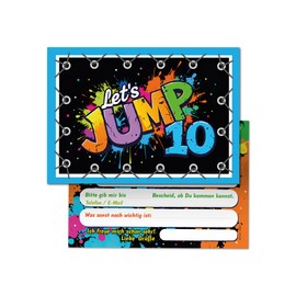 12 Invitations for 10th Children's Birthday Jump Party Girls Boys Kids Cool Colourful Invitations Tenth Birthday Invitations Kids