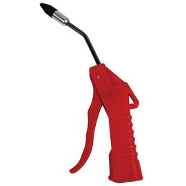 K Tool International 71020 4" Air Blow Gun with Removable Rubber Tip for Garages, Repair Shops and DIY, Lever Control, Insulated Handle, High Impact Plastic, Built-in Hanger Slot, Angled Nozzle, Red