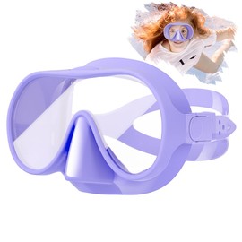 Tyuodna Adult Snorkel Set, Diving Goggles with Snorkel, Oversized Lens, 180° Wide Angle Anti-Fog Snorkeling Set, Macaron Colours Diving Goggles for Snorkelling, Diving (Purple)
