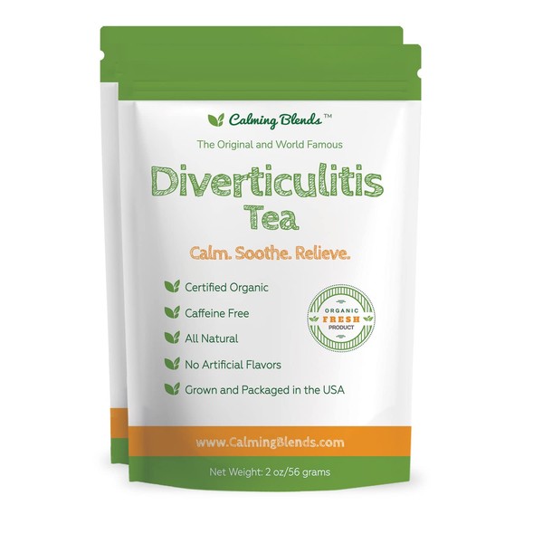 Calming Blends Diverticulitis y Diverticulosis té | Certificado orgánico, última intervensión de cafeína, apoya la salud digestiva | 2 unidades