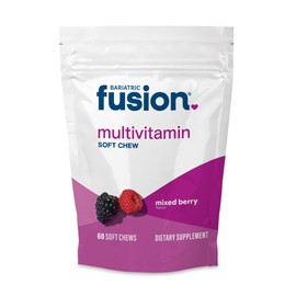 Bariatric Fusion Bariatric Multivitamin Soft Chew | Mixed Berry Fruit Flavor Chewy | Sugar Free Chewable Multivitamin Post Bariatric Surgery | Gastric Bypass and Sleeve | 60 Count | 1 Month Supply