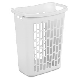 Sterilite Rectangular Open Laundry Hamper, Tall and Slim Plastic Hamper with Handles for Carrying Clothes to and from the Laundry Room, White, 6-Pack