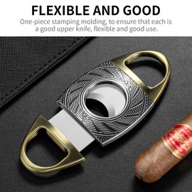 WASEEDS Cigar Cutter Carving Sharp Stainless Steel Ring Blade with Gift Box(Silver)