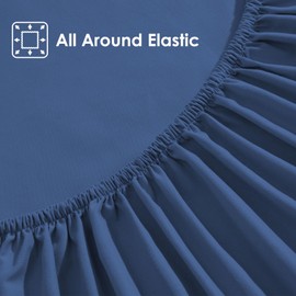 ClevaHome Sheet Set Full Size, 4-Piece Bedding, Lightweight & Super Soft Easy Care Microfiber– Shrinkage & Fade Resistant Bedding Set with 14'' Deep Pockets (Navy Blue)