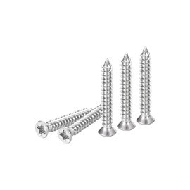 DTGN 100Pcs M2.2x16mm Flat Head Wood Screws, 304 Stainless Steel Phillips Self Tapping Screws - Good for Woodworking, Furniture - Silver