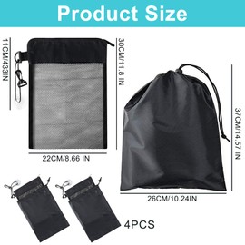 4pcs Waterproof Multifunctional Toiletry Shower Bag, Toiletry Bag Quick Dry Shower Organiser, Drawstring Toiletry Bag, with Wet & Dry Storage Suction Hook Tote for Gym, Hiking, Camping(Black)
