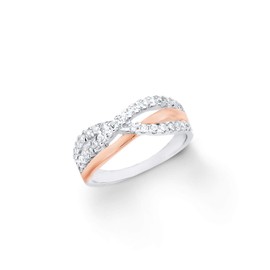 Amor Women's Ring Two Colour Polished 925 Silver partially gold-plated Zirconia White - Size - 520928