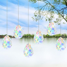 Suncatcher Crystal, 10 Pieces Suncatcher, 38mm Crystals Hanging Prism Crystal Drops, Light Catcher for Chandelier Pendants, Window, Garden, Wedding Decor