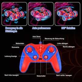 GOLDGE Remote Controlled Car, 2.4 GHz 360° Spin RC Car 4WD Remote Controlled Cars with Cool LED, RC Car Toy from 6-12 Years Boys Girls, Remote Controlled Car from 6-12 Years for Indoor Outdoor Use