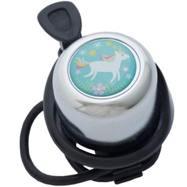 Liix Bicycle Bell Colour Bell Scooter Bell Happy Unicorn Motif for Children and Adults for All Standard Handlebar Types (Scooter Bell, Chrome)