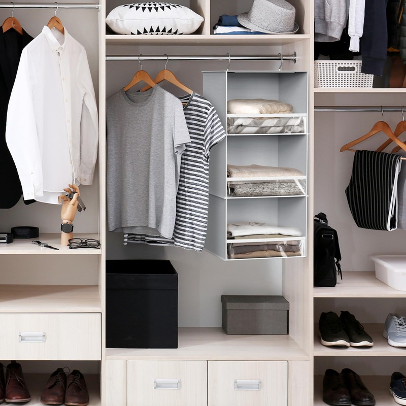 Simple Houseware 3 Shelf Hanging Closet Organizer with Front Stopper,