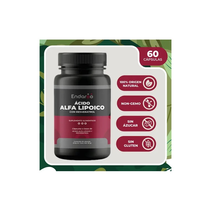 Ácido Alfa Lipoico + Resveratrol Endaroo Calidad Premium