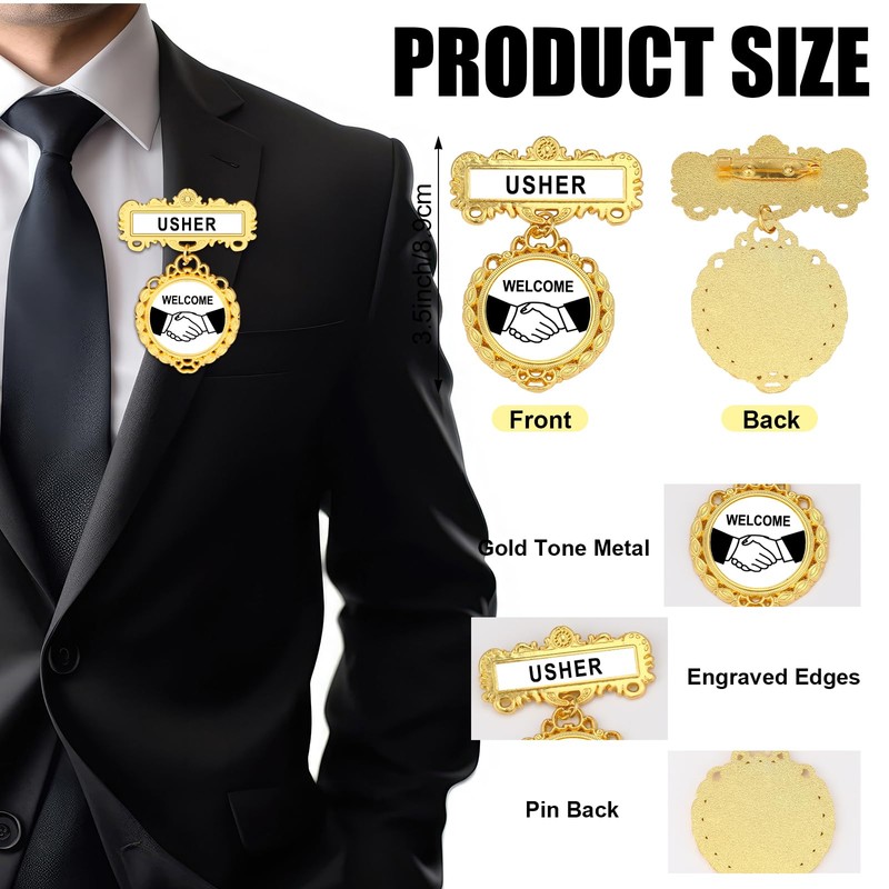 Liliaafar 4 Pack Usher and Greeter Badge Multipack Church Welcome
