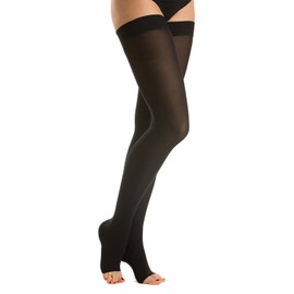 Relaxsan M2070A (Black 2-M) Cotton open-toe medical compression hold up stockings - Class 2 (23-32 mmHg)