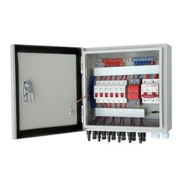 GXELZK Hardcover 6 Strings Solar Combiner Box 80A DC Main Circuit Breaker with Power Surge and 16A Circuit Breaker This PV Combiner Box is Suitable for On/Off-Grid Solar Power