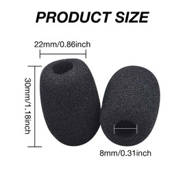 RTRTGS Pack of 5 Foam Replacement Windscreen for Microphone and Headset, Mini Microphone Headset Windscreen for Teaching, Stage Performance and Meeting, Black