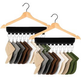 Giggleye Pack of 2 Cap Holder, Baseball Cap Organiser, Baseball Hat Organiser, Hat Organiser Hanger, Cap Holder, Portable Hat Storage Hanger for Hats, Scarves, Socks, Tie