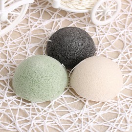 Minkissy 2Pcs Natural Facial Sponges With Lanyard Hemispherical Matcha Green Face Scrub Cosmetic Spa Sponges for Women Men Facial Cleansing