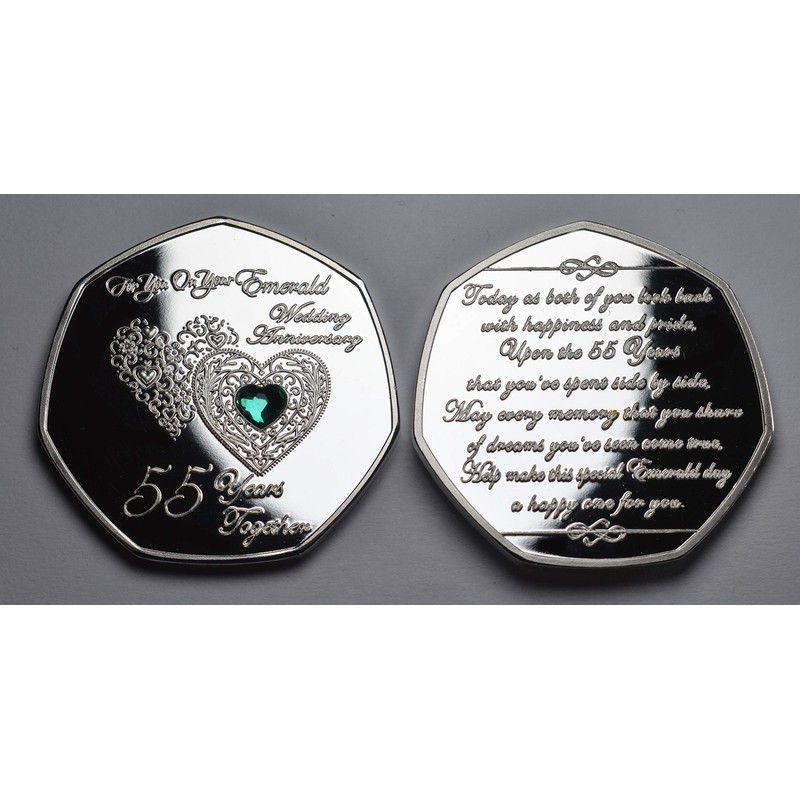 The Commemorative Coin Company 55TH Emerald Wedding Anniversary Silver Commemorative