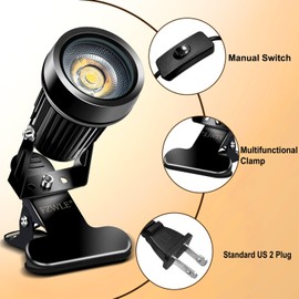 FZWLE 9W Clamp Spotlights Neutral White, 6FT Corded Clip-On Lights with On/Off Switch for Trade Shows, Workshops, Billboard Lighting, Desk Lamps (2-Pack)