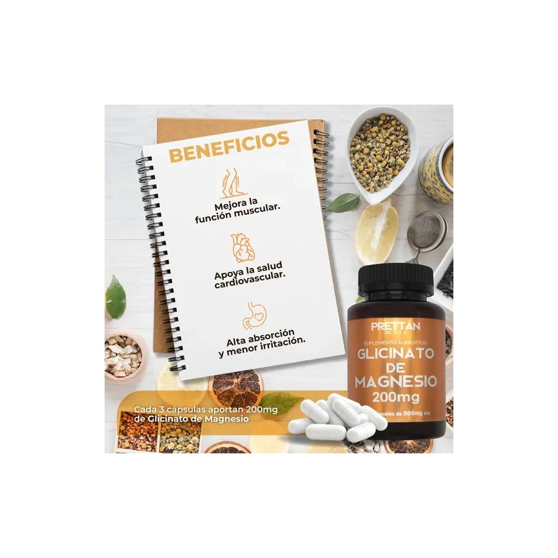 Glicinato De Magnesio Prettan 90 Capsulas 500mg