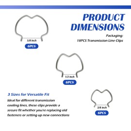 18PCS 800-801 Quick Transmission Cooler Lines Clip,3 Sizes 3/8" 1/2" 5/8" Retainer Clips for Trans Cooler and Lines,Transmission Oil Coolers Line Connector Clip Car Accessories