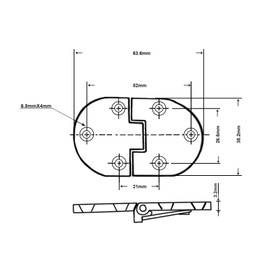 QCAA Solid Brass Butler Tray, Folding Table Hinge, 2-1/2" x 1-1/2" x 3.0 mm, Matte Black, 2 Pack, Made in Taiwan