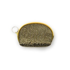 Occasions Gift Giving 5" Sequin Sparkle Mini Cosmetic Bag/Coin Purse with Key Ring (Yellow)