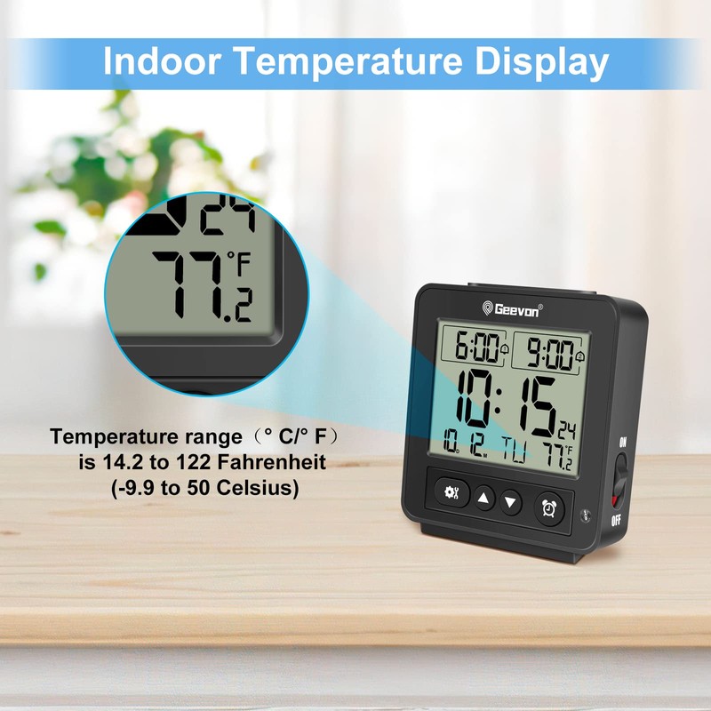 Geevon Small Atomic Travel Alarm Clock with Auto/8s Backlight, 2