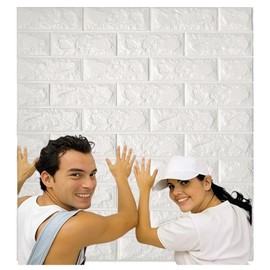 10PCS 3D Brick Wall Stickers, 59 sq.feet PE Foam Self-Adhesive Wallpaper Removable and Waterproof Art Wall Tiles for Bedroom Living Room Background TV Decor